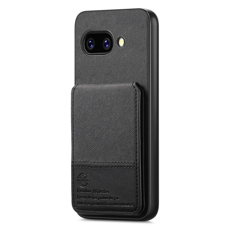 For Google Pixel 9a Twill Fabric Leather Vertical Flip RFID Card Bag Phone Case