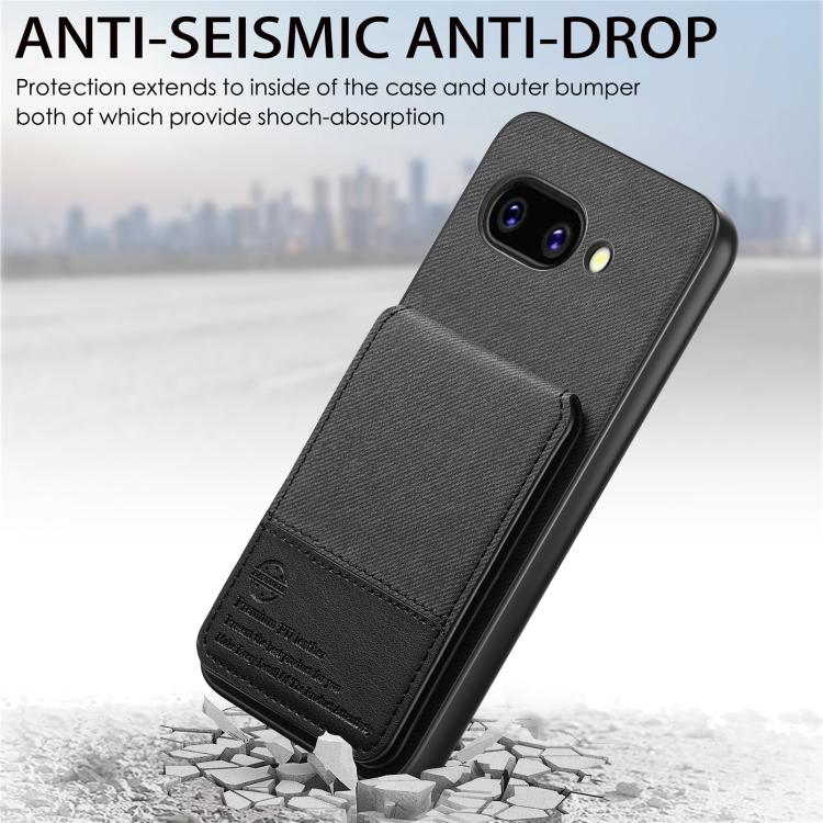 For Google Pixel 9a Twill Fabric Leather Vertical Flip RFID Card Bag Phone Case