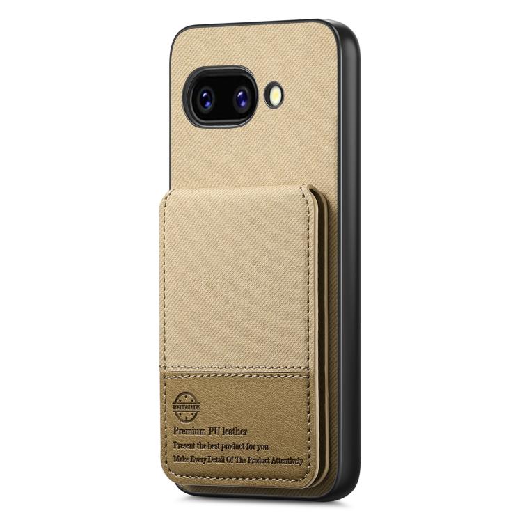 For Google Pixel 9a Twill Fabric Leather Vertical Flip RFID Card Bag Phone Case