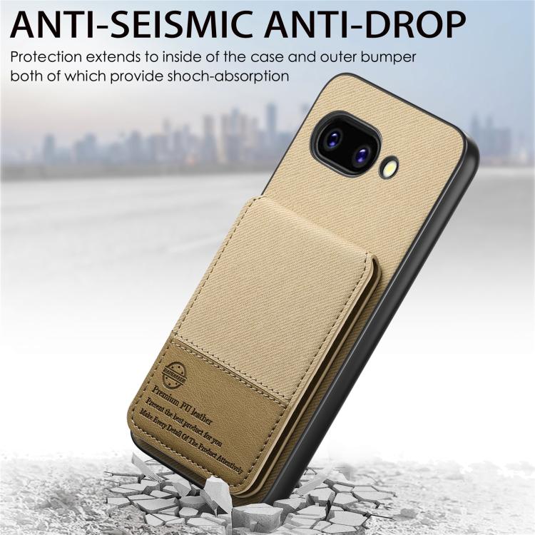 For Google Pixel 9a Twill Fabric Leather Vertical Flip RFID Card Bag Phone Case