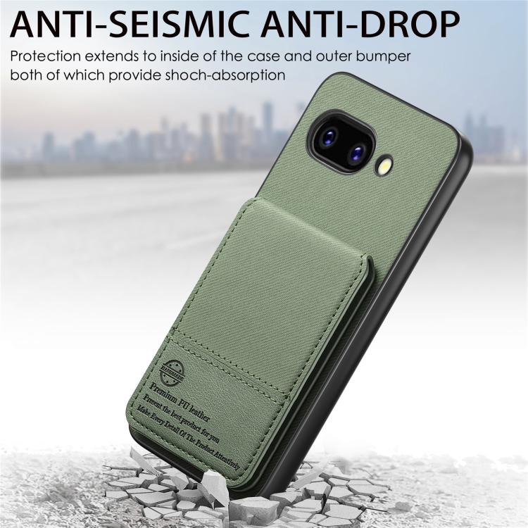 For Google Pixel 9a Twill Fabric Leather Vertical Flip RFID Card Bag Phone Case