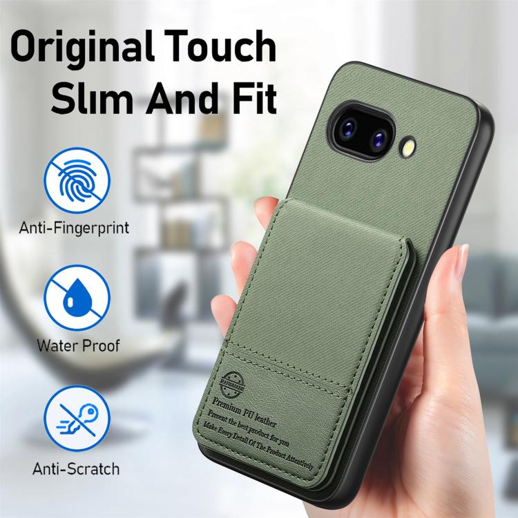 For Google Pixel 9a Twill Fabric Leather Vertical Flip RFID Card Bag Phone Case