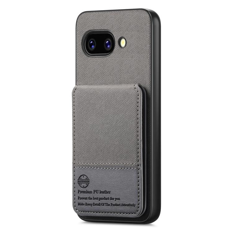 For Google Pixel 9a Twill Fabric Leather Vertical Flip RFID Card Bag Phone Case