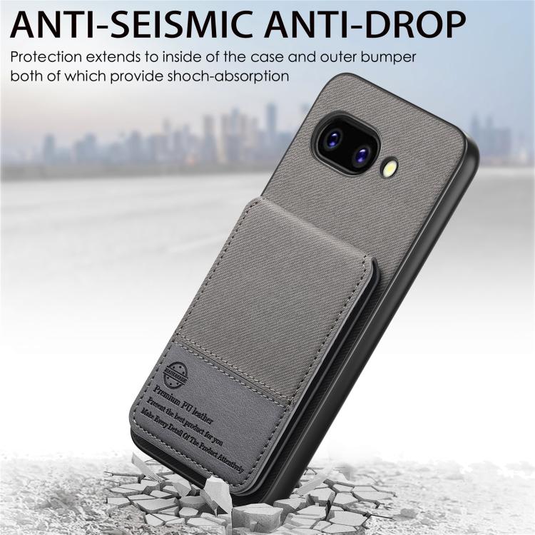 For Google Pixel 9a Twill Fabric Leather Vertical Flip RFID Card Bag Phone Case