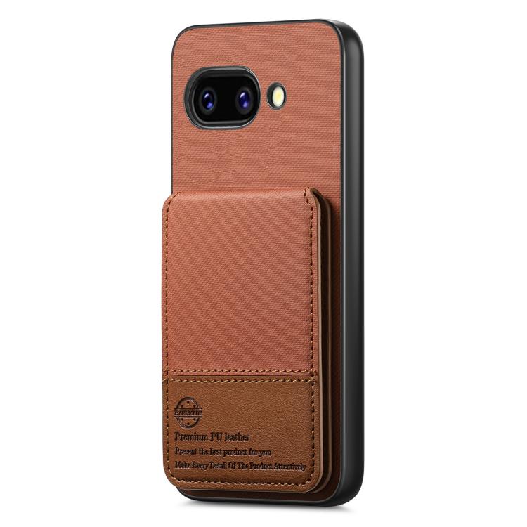 For Google Pixel 9a Twill Fabric Leather Vertical Flip RFID Card Bag Phone Case