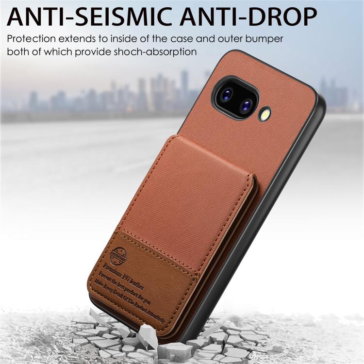 For Google Pixel 9a Twill Fabric Leather Vertical Flip RFID Card Bag Phone Case
