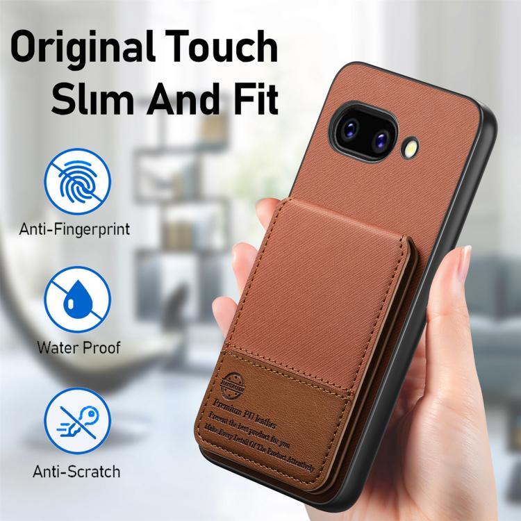 For Google Pixel 9a Twill Fabric Leather Vertical Flip RFID Card Bag Phone Case