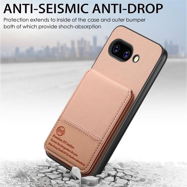 For Google Pixel 9a Twill Fabric Leather Vertical Flip RFID Card Bag Phone Case
