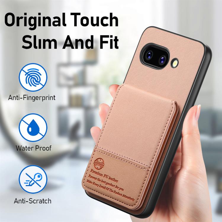 For Google Pixel 9a Twill Fabric Leather Vertical Flip RFID Card Bag Phone Case
