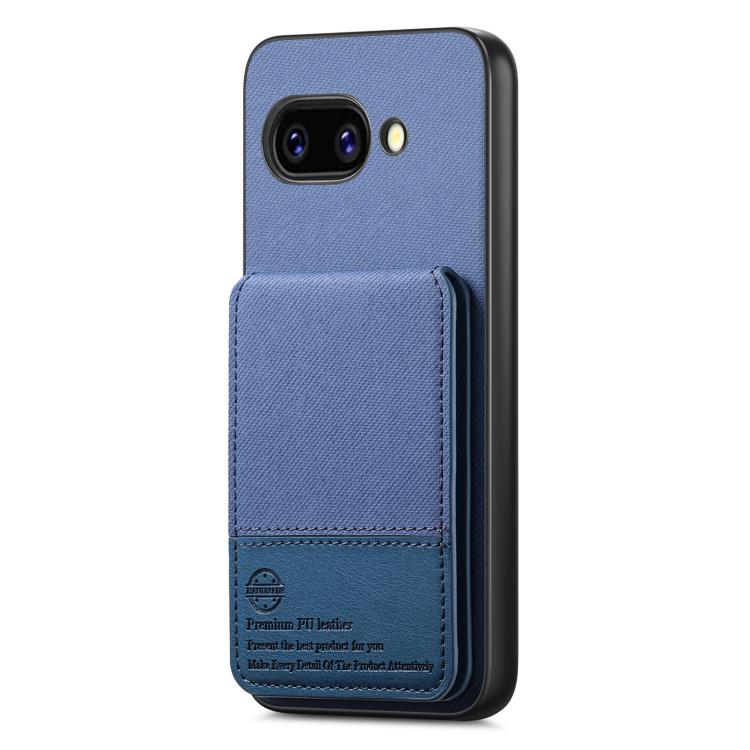 For Google Pixel 9a Twill Fabric Leather Vertical Flip RFID Card Bag Phone Case