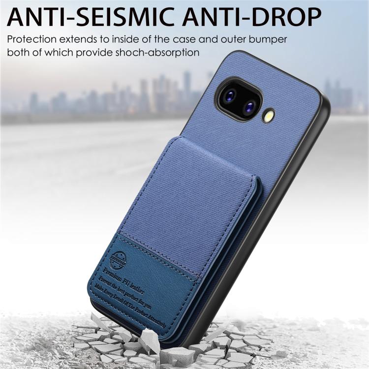 For Google Pixel 9a Twill Fabric Leather Vertical Flip RFID Card Bag Phone Case