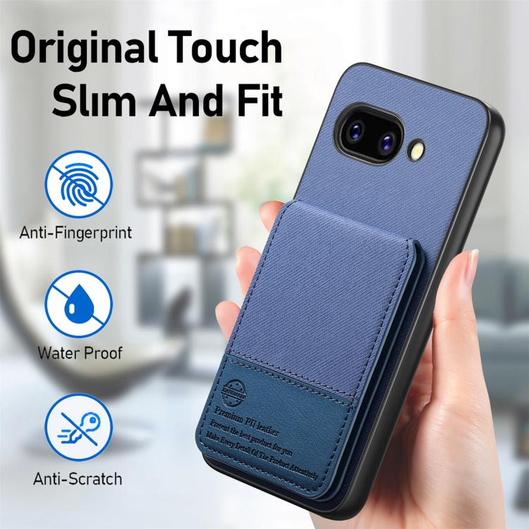 For Google Pixel 9a Twill Fabric Leather Vertical Flip RFID Card Bag Phone Case