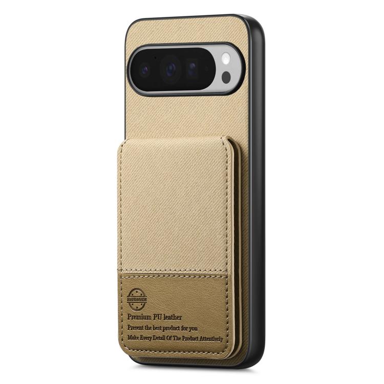 For Google Pixel 9 Pro XL Twill Fabric Leather Vertical Flip RFID Card Bag Phone Case