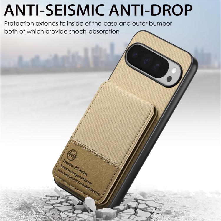 For Google Pixel 9 Pro XL Twill Fabric Leather Vertical Flip RFID Card Bag Phone Case