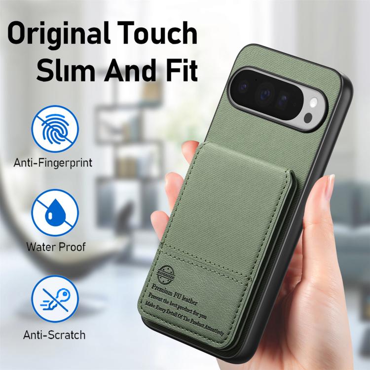 For Google Pixel 9 Pro XL Twill Fabric Leather Vertical Flip RFID Card Bag Phone Case