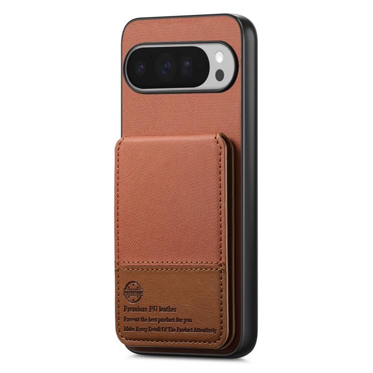 For Google Pixel 9 Pro XL Twill Fabric Leather Vertical Flip RFID Card Bag Phone Case