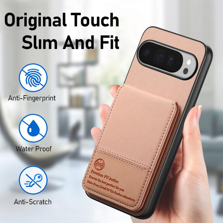 For Google Pixel 9 Pro XL Twill Fabric Leather Vertical Flip RFID Card Bag Phone Case