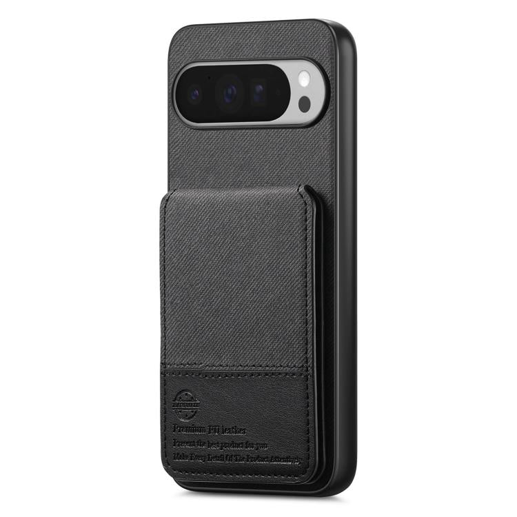 For Google Pixel 10 / 10 Pro Twill Fabric Leather Vertical Flip RFID Card Bag Phone Case