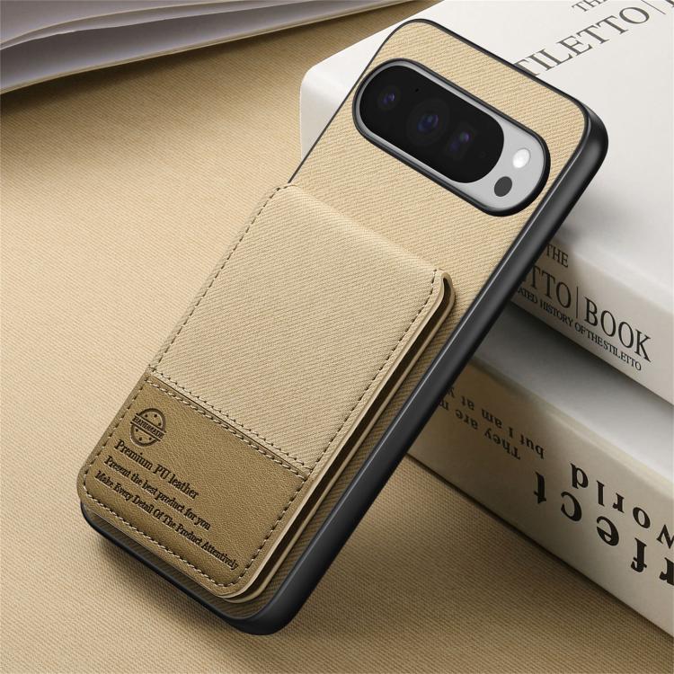 For Google Pixel 10 / 10 Pro Twill Fabric Leather Vertical Flip RFID Card Bag Phone Case