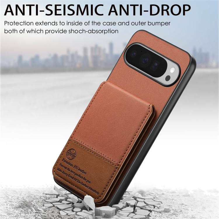 For Google Pixel 10 / 10 Pro Twill Fabric Leather Vertical Flip RFID Card Bag Phone Case