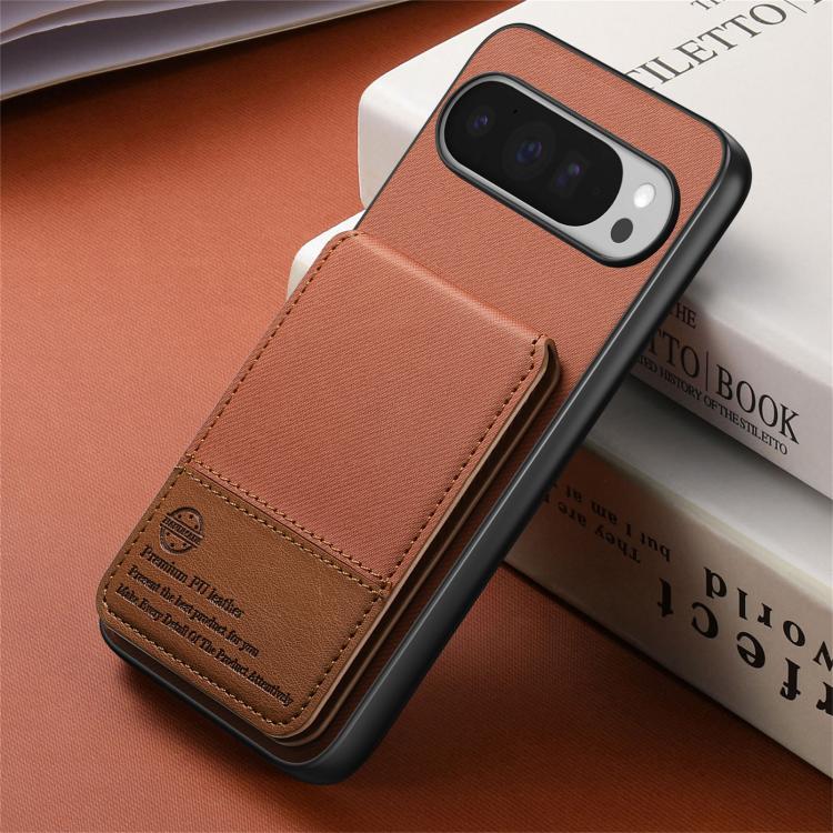 For Google Pixel 10 / 10 Pro Twill Fabric Leather Vertical Flip RFID Card Bag Phone Case