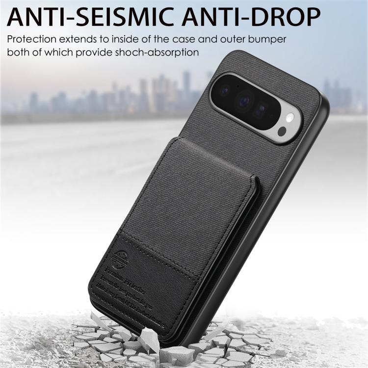 For Google Pixel 10 Pro XL Twill Fabric Leather Vertical Flip RFID Card Bag Phone Case