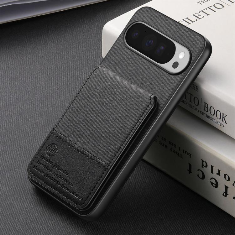 For Google Pixel 10 Pro XL Twill Fabric Leather Vertical Flip RFID Card Bag Phone Case
