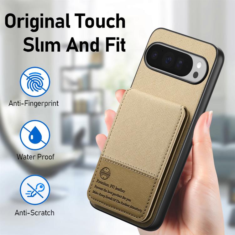 For Google Pixel 10 Pro XL Twill Fabric Leather Vertical Flip RFID Card Bag Phone Case