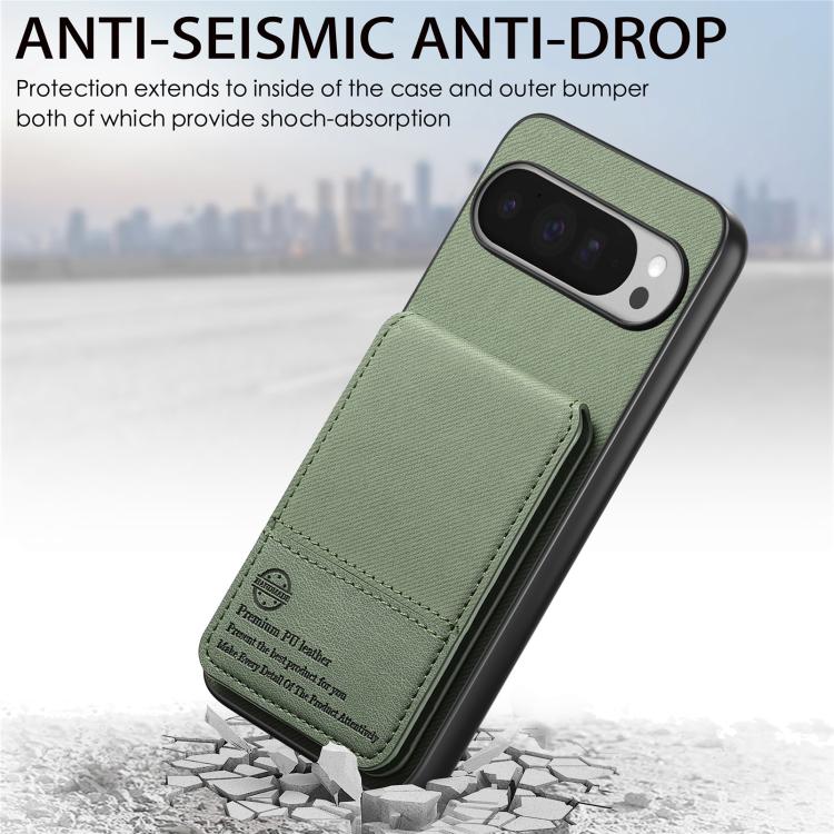 For Google Pixel 10 Pro XL Twill Fabric Leather Vertical Flip RFID Card Bag Phone Case