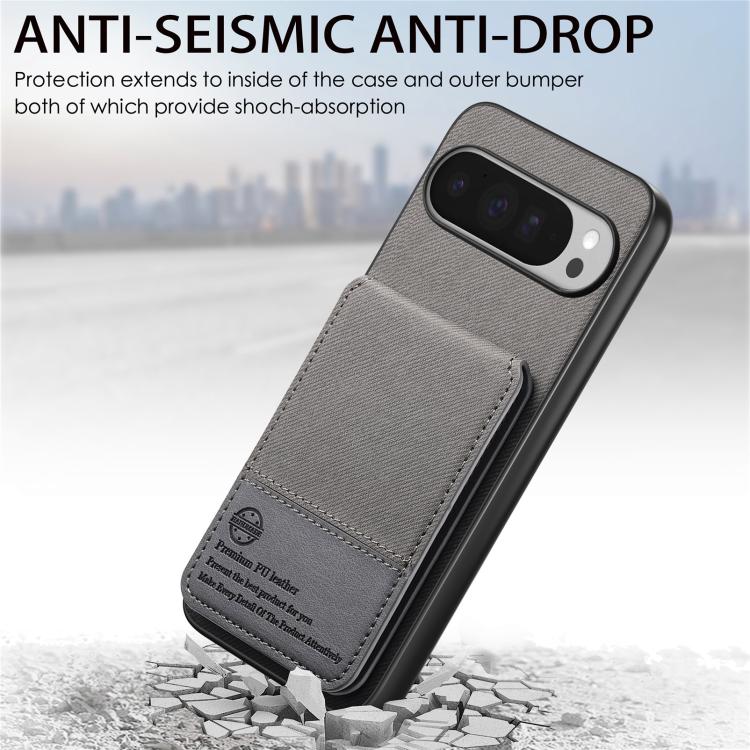 For Google Pixel 10 Pro XL Twill Fabric Leather Vertical Flip RFID Card Bag Phone Case