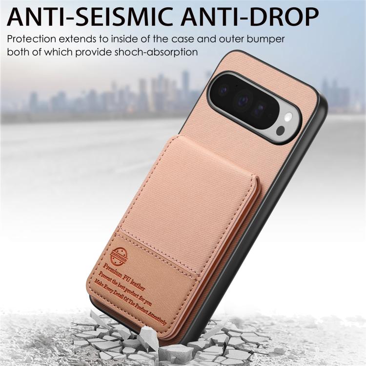 For Google Pixel 10 Pro XL Twill Fabric Leather Vertical Flip RFID Card Bag Phone Case