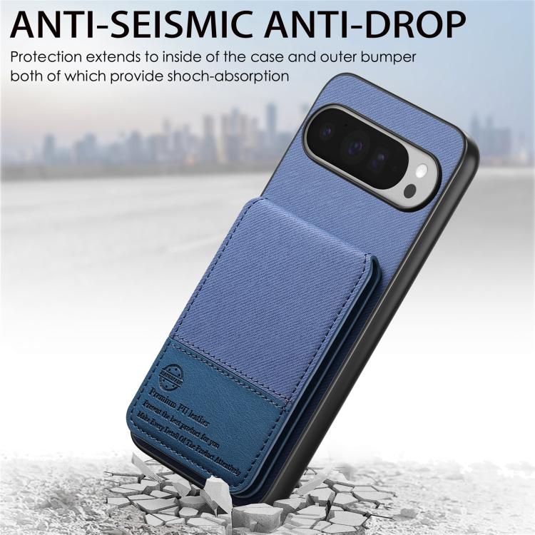 For Google Pixel 10 Pro XL Twill Fabric Leather Vertical Flip RFID Card Bag Phone Case
