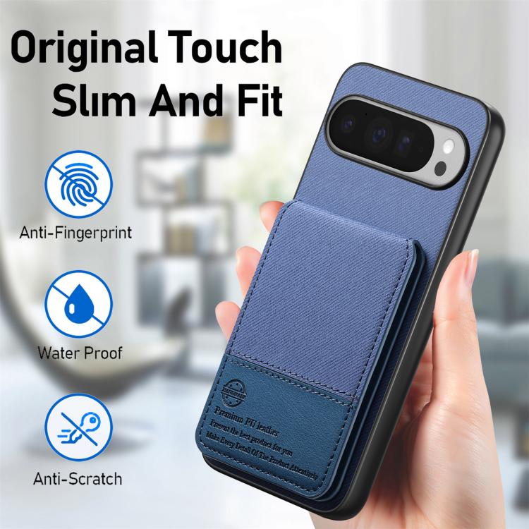 For Google Pixel 10 Pro XL Twill Fabric Leather Vertical Flip RFID Card Bag Phone Case