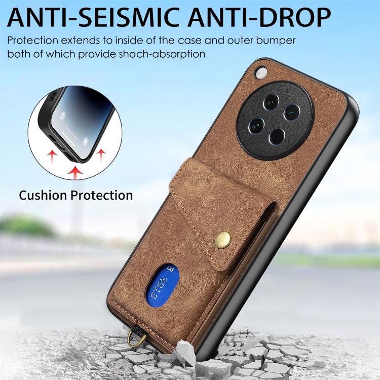 For OPPO Find X8s Retro Card Wallet Fold Leather Phone Case with Strap