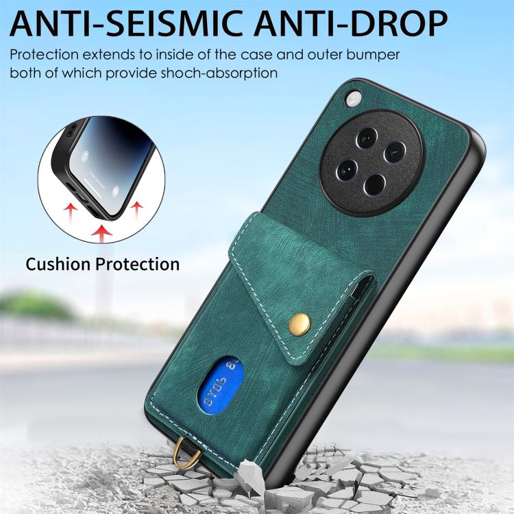 For OPPO Find X8s Retro Card Wallet Fold Leather Phone Case with Strap