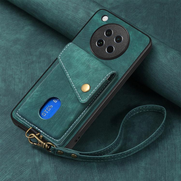 For OPPO Find X8s Retro Card Wallet Fold Leather Phone Case with Strap