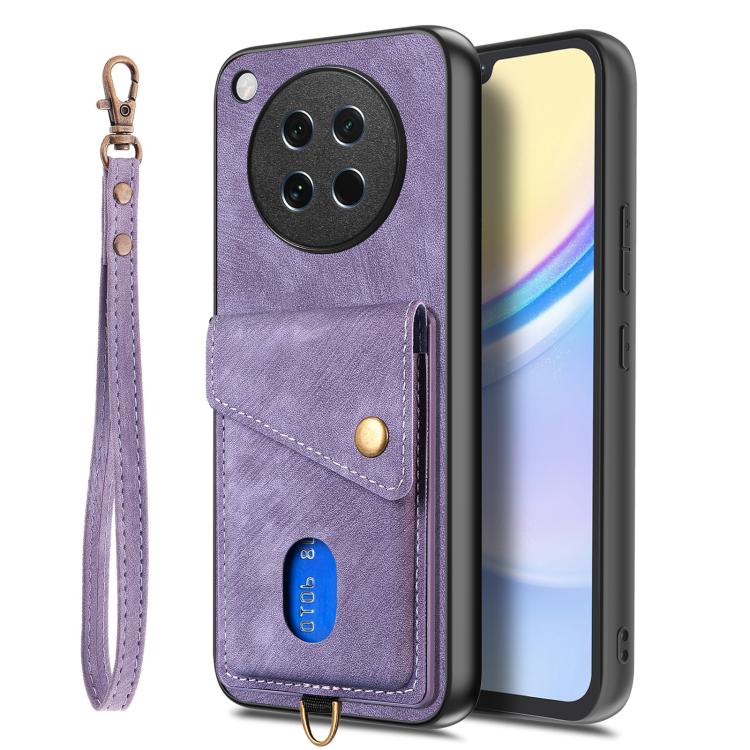 For OPPO Find X8s Retro Card Wallet Fold Leather Phone Case with Strap