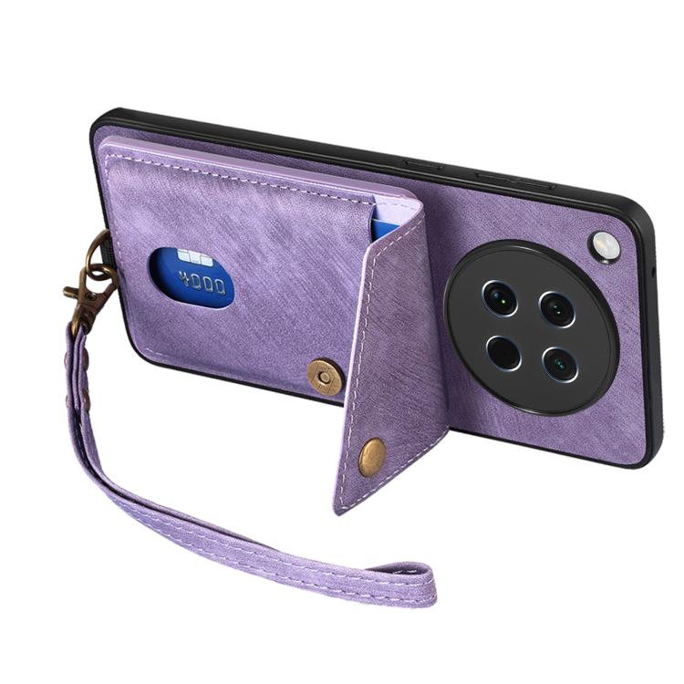 For OPPO Find X8s Retro Card Wallet Fold Leather Phone Case with Strap