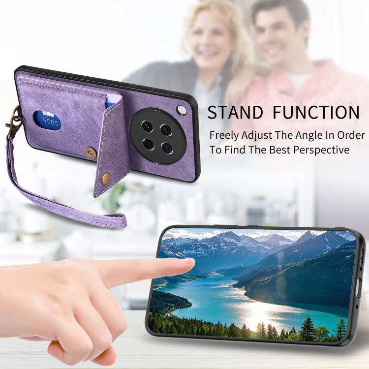 For OPPO Find X8s Retro Card Wallet Fold Leather Phone Case with Strap