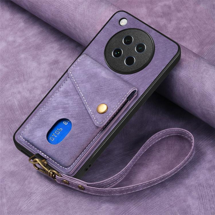 For OPPO Find X8s Retro Card Wallet Fold Leather Phone Case with Strap