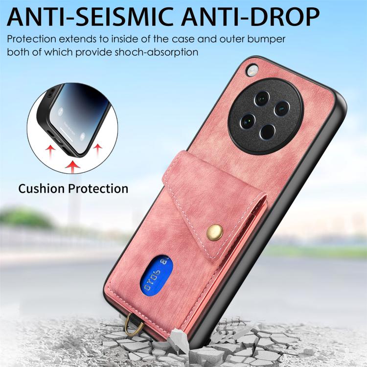 For OPPO Find X8s Retro Card Wallet Fold Leather Phone Case with Strap