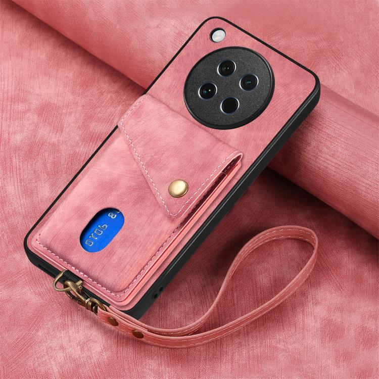 For OPPO Find X8s Retro Card Wallet Fold Leather Phone Case with Strap