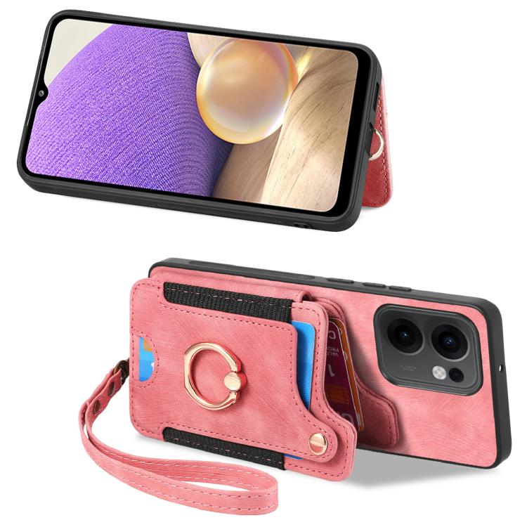 For OPPO Reno 13F Retro Skin-feel Ring Multi-card Wallet Phone Case