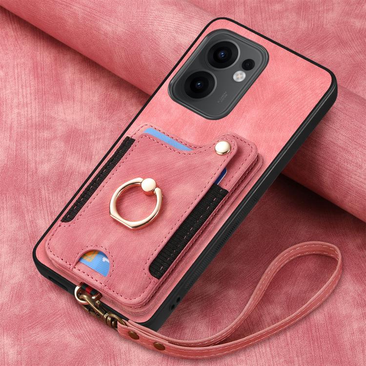 For OPPO Reno 13F Retro Skin-feel Ring Multi-card Wallet Phone Case