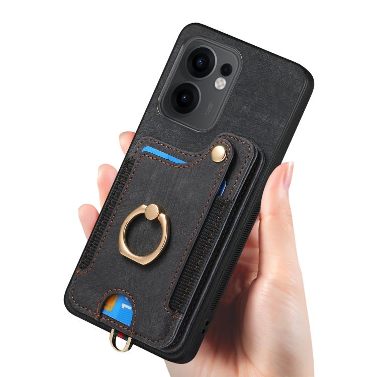 For OPPO Reno 13F Retro Skin-feel Ring Multi-card Wallet Phone Case