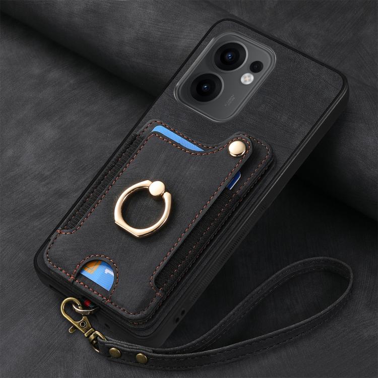 For OPPO Reno 13F Retro Skin-feel Ring Multi-card Wallet Phone Case