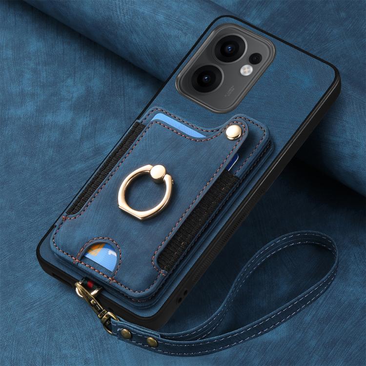 For OPPO Reno 13F Retro Skin-feel Ring Multi-card Wallet Phone Case