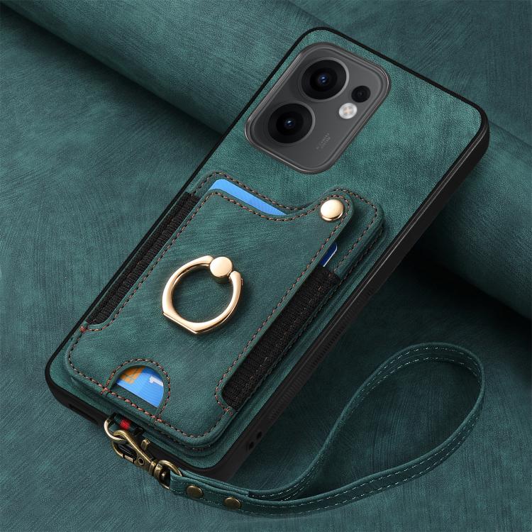 For OPPO Reno 13F Retro Skin-feel Ring Multi-card Wallet Phone Case