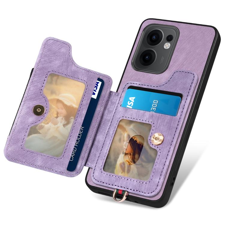 For OPPO Reno 13F Retro Skin-feel Ring Multi-card Wallet Phone Case