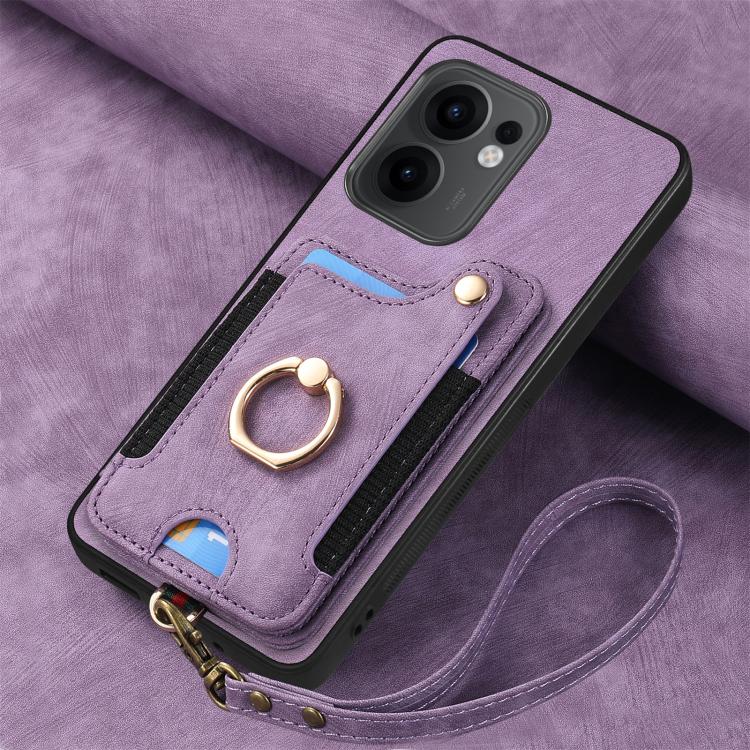 For OPPO Reno 13F Retro Skin-feel Ring Multi-card Wallet Phone Case